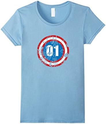 Womens 16th Birthday, Distressed Look, 01 Superhero Shield T-shirt XL Baby Blue