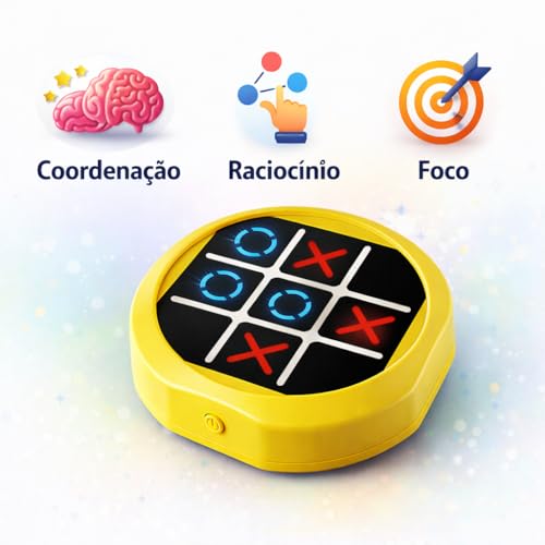 Jogo da Velha Eletrônico 3 em 1 com Luzes, Jogo da Memória e Jogo Topeira, Brinquedo Interativo Portátil com Som e Luz, Jogo Educativo Infantil