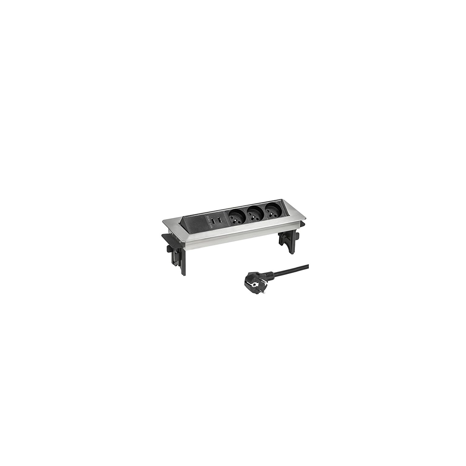 Bloc prise encastrable + clapet + port USB-C - Noir - Otio | Brico Cash