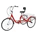 H&ZT Single Speed Adult Tricycle Trike Cruiser Bike 3 Wheeled Bicycle w/Large Basket and Maintenance Tools, Men’s Women’s Cruiser Bicycles, 24 Inch Wheel Size Bike Trike (Red, 7-Speed, 24 Inch)thumb 3