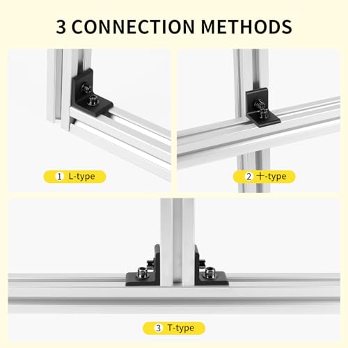 SUPAWAY Set of 12 Fixing for Aluminium Profiles 40 x 40, 40 x 80 Slot 8 – Corner Connectors with Screw and Allen Key for Aluminium Profiles, Reinforcements (Black – 4040)