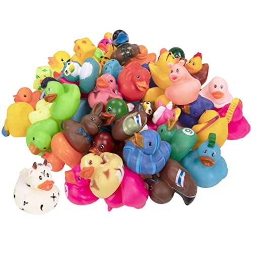 50Pack Assorted Rubber Ducks Baby Bath Toys I Baby Shower Mini Rubber