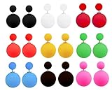 Yueton 9 Pairs Colorful Classic Matte Button Pearl Studs Earrings, Double Ball Earring, Jewelry Piercing Ear Ring