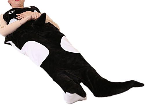 Kids Adults Snuggle-in Sofa Blanket Shark Crocodile Cayman Owl Mermaid Tail Blanket Flannel Soft Sleeping Bag - All Seasons Sleeping Blankets Unisex Black White Dolphin
