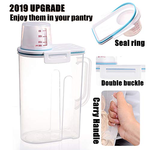 Rice Container Airtight BPA Free 5lb Capacity Cereal Storage Container with Measuring Cup for Kitchen Storage Organization(Blue)