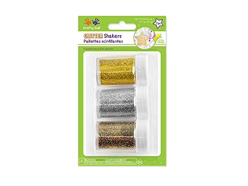 Krafty Kids GC400A Glitter Shaker Jars, 21g, Gold/Silver/Multi