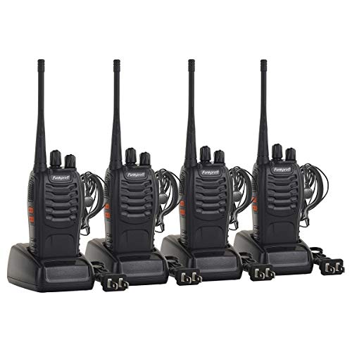 Funkprofi Rechargeable Walkie Talkies, 4 Pack Long Range UHF 400-470MHz 16 Channel Two Way Radio with Li-ion Battery, Charger and Earpiece