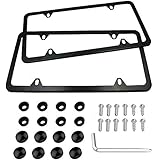 Indeed BUY Newest 2 Pcs 4 Holes Stainless Steel Black License Plate Frame,Car Licenses Plate Covers Holders Frames for Plates