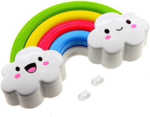 Rainbow Night Light Lamp by Little Lamby, with 2 Electrical Plug Covers - LED powered for Baby and Toddlers, Perfect for Bedside Table or Bathrooms, Battery Operated, Make Your Child Smile Today!