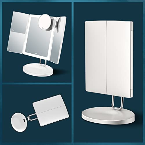 Tabletop Lighted Makeup Mirror, TOUCHBeauty Trifold Mirror, LED Makeup