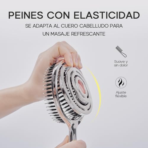 HALOVIDA Cepillo para Cabello con Cerdas Mixtas de Jabalí y Nailon, Cojín de Aire Elástico, Antiestático y de Masaje Capilar, Deja el Cabello Suave y Sin Frizz (1 unidad)