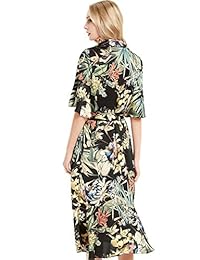 Vestidos de verano de modelo básico para mujer, vestido de abrigo con lazo de cintura floral Vestidos boho con manga de campana