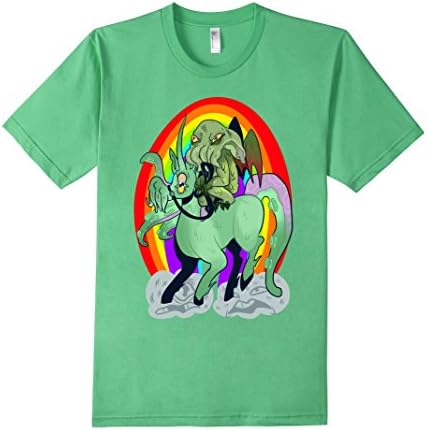 Men's Call of Cthulhu Rainbow Unicorn Tee Large Grass