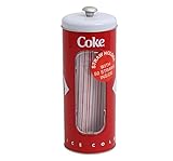 Coca-cola Tin Collectible Drinking Straw Holder Dispenser With 50 Straws (Kitchen)