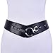Retro Wide Metal Interlock Buckle Womens Elastic Waist Belt Cinch