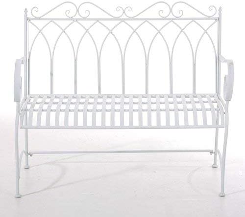 Contemporary Style Durable Weather Resistant Metal Framed 2-Seater Garden bench (White)