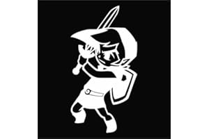 SO COOL STUFF Toon Link Holding Sword - Vinyl 5" Tall (Color: White) Decal Laptop Tablet Skateboard car Windows Stickers