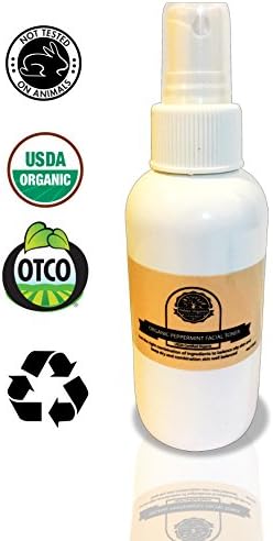 Organic Peppermint Brightening Facial Toner - USDA certified organic,clarifying and refreshing