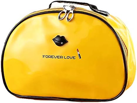 Oh お得 ファッション コスメティック バッグ リップスティック ラブ トイレタリーバッグ 黄色 女性 リップデザイン L 旅行 化粧台 クラッチバッグ ケース サイズ メイクアップ
