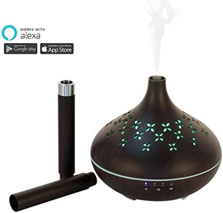 400ML Smart WI-FI Ultrasonic Diffuser Aromatherapy Essential Oil Diffuser, Aroma Cool Mist Timer Humidifiers with 7 Colored Lights Changing Echo/Alexa and APP Control Auto Shut Off
