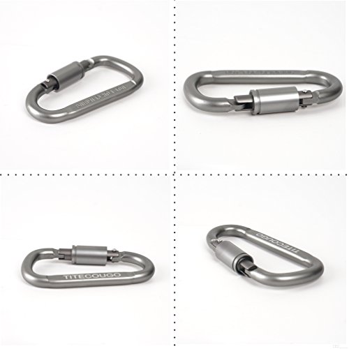 TITECOUGO Aluminum Alloy D-Ring High Strength Carabiner Key Chain Clip Hook For Camping Hiking outdoor (Not for Climbing) Gun Black