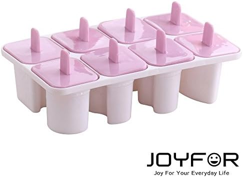 Joyfor Reusable Popsicle Molds - BPA Free Ice Pop Maker -Shapes of Letters Ice Pop Molds-Set of 8 (Pink)