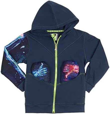 Pocket Frenz Boys Size 4-12 Skeleton X-ray Decision Gray Hoodie (10, Granite)