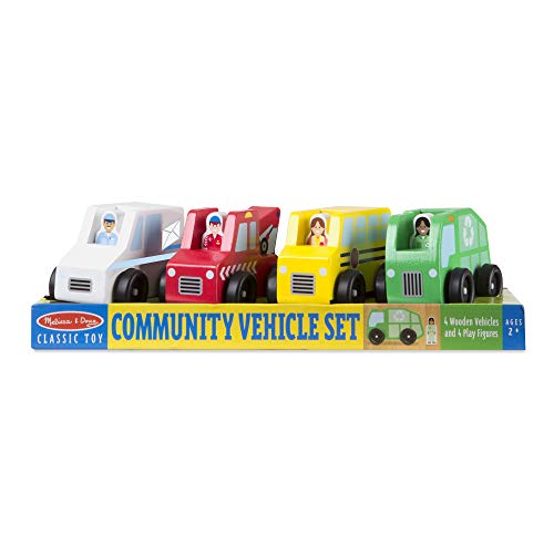image for Melissa & Doug Community Vehicles Play Set - Classic Wooden Toy With 4