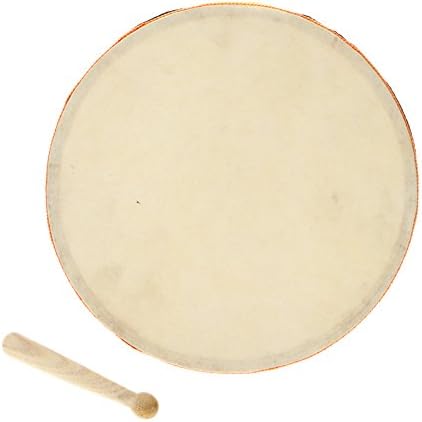 Hillside Fire 8" Wood Hand Drum Dual Head with Drum Stick Percussion Musical Educational Toy Instrument for KTV Party Kids Toddler