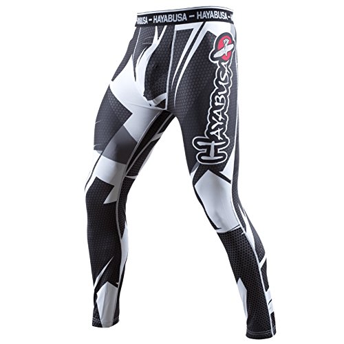 Hayabusa Metaru 47 Silver Compression Pants, Black/White, X-Large
