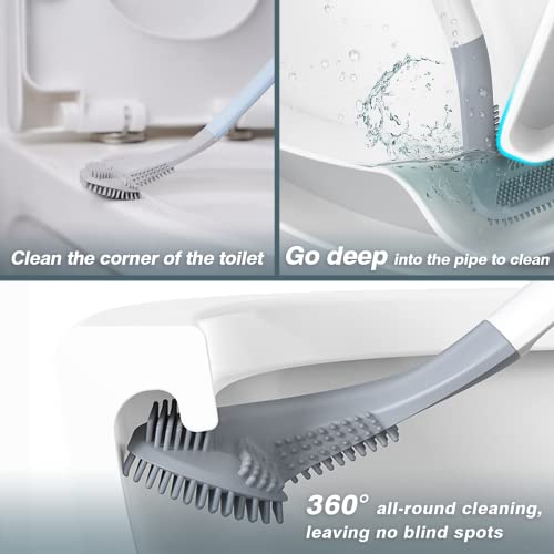 Golf Toilet Brush, Silicone Toilet Cleaning Brush, Golf Brush Head Toilet Brush, Long-Handled Golf Clubs, TPR bristles, Fast and efficient Cleaning of The Toilet, for Bathroom Toilets (White)