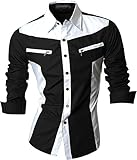 jeansian Men's Fashion Slim Long Sleeves Casual Shirts Dress Shirts Tops Z018