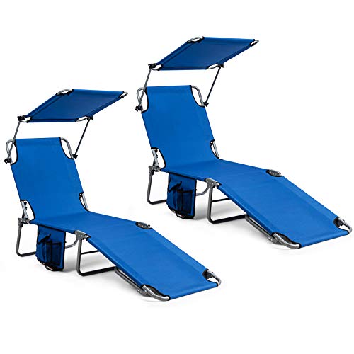 Giantex Lounge Chaise Chair Position and Shade Adjustable W/Canopy and