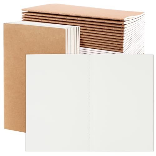 EOOUT 24 Pack Blank Kraft Notebooks, A5 Journals Notebook Bulk, Unlined Paper