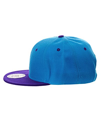 NYFASHION101 Plain Blank Flat Bill Adjustable Snapback Cap Hat - Turquoise/Purple