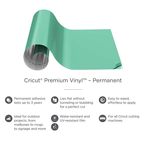 Cricut Premium Vinyl Permanent, 12” x 48” Adhesive Decal Roll Mint