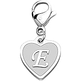FAADBUK Initial Letter A-Z Alphabet Heart Charms for Jewelry Bracelet Keychain Necklace Initial Stainless steel Clasp Clip on Charm