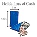Bank Money Cash Deposit Bags, 11 X 6 Inches, Blue, Leather Like Banker Pouches with Zippers, Set of 6