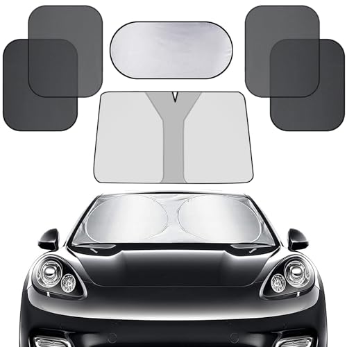 Joschapeau Parasoles de Coche, Parasol para Auto Parabrisas, Parasol Plegable para Coche 6 Piezas - Protector Parabrisas con Bolsa de Almacenamiento, Apto para todoterrenos y la mayoría de turismos