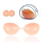 Tidetell Self Adhesive Silicone Nude Invisible Push-Up Backless Strapless Bra Cup B Double Thickness