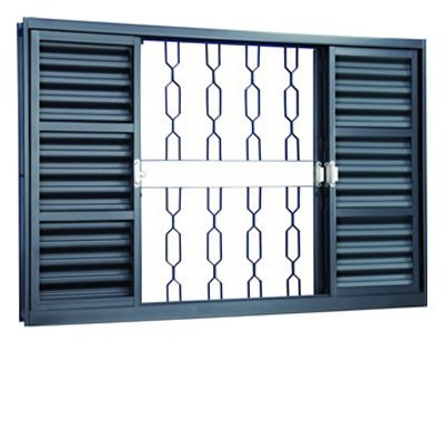 Janela de Aço 6 folhas Com Grade Elo 100 cm x 100 cm Mgm