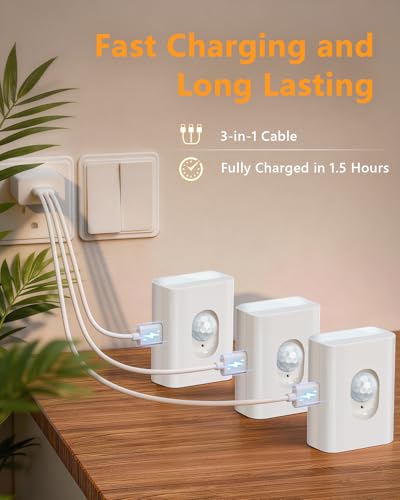 WILLED Luz Nocturna Recargable con Sensor de Movimiento, Luz LED para Escaleras, 8 Piezas, 3 Modos (Auto/Encendido/Apagado), Luz Adhesiva para Pasillos, Armarios y Cocina