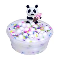 AZRtoys Slime Charms Mud - Cute Panda & Bead Mixing Fluffy Foam Clay Plasticine Toy Stress Relief Sludge Toys Gift for Kids Adult (A)