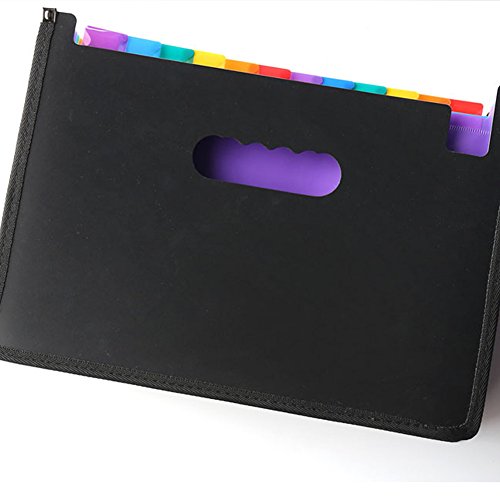Accordion Folders Expanding Files Box - 24 Pocket Accordian File Organizer Plastic Stand A4 File Organizer Bag and Labels Poly Expandin File
