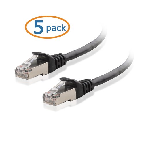 Cable Matters 5 Pack, Cat6a Snagless Shielded (SSTP/SFTP) Ethernet Patch Cable in Black 4 Feet