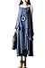 Mordenmiss Women's Cotton Tunic Tops Long Sleeve Swing Pleated Mini Dress Jacquard Blouse