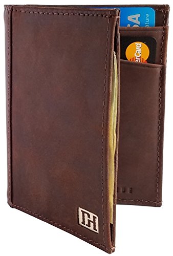 Mens Wallets - Men's Leather Bifold Wallet - Leather Card Holder - Thin Slim Leather Wallets for Men (Brown Leather / Brown Thread)