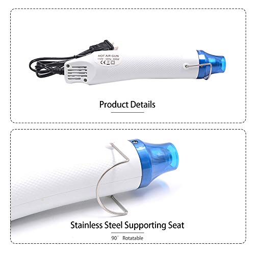 Carrfan 110V 300W Electric Hot Air Gun DIY Tool Heat Gun for Heat Shrink Tubing Drying Paint DIY Embossing Shrink Wrapping