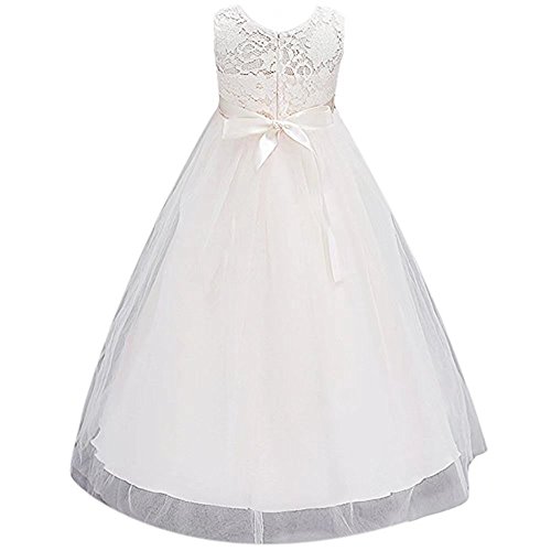 ZAH Girl Dress Kids Ruffles Lace Party Wedding Dresses(Champangne,4-5Y) - Thumbnail 2