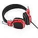On Ear Headphones, Jelly Comb Wired Stereo Lightweight Foldable Headphones Headband Headsets with Microphone 3.5mm for Cellphones Smartphones Iphone Laptop Computer Mp3/4 Earphones (Black and Red)
